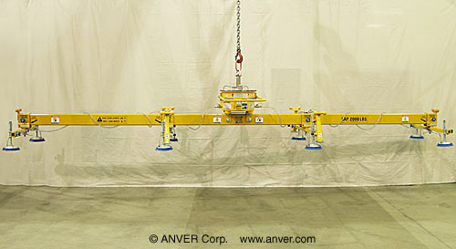 ANVER Eight Pad Self-Powered Mechanical Vacuum Lifter for Lifting & Handling Steel Sheets 25  ft x 8 ft (7.6 m x 2.4 m) up to 4000 lb (1814 kg)